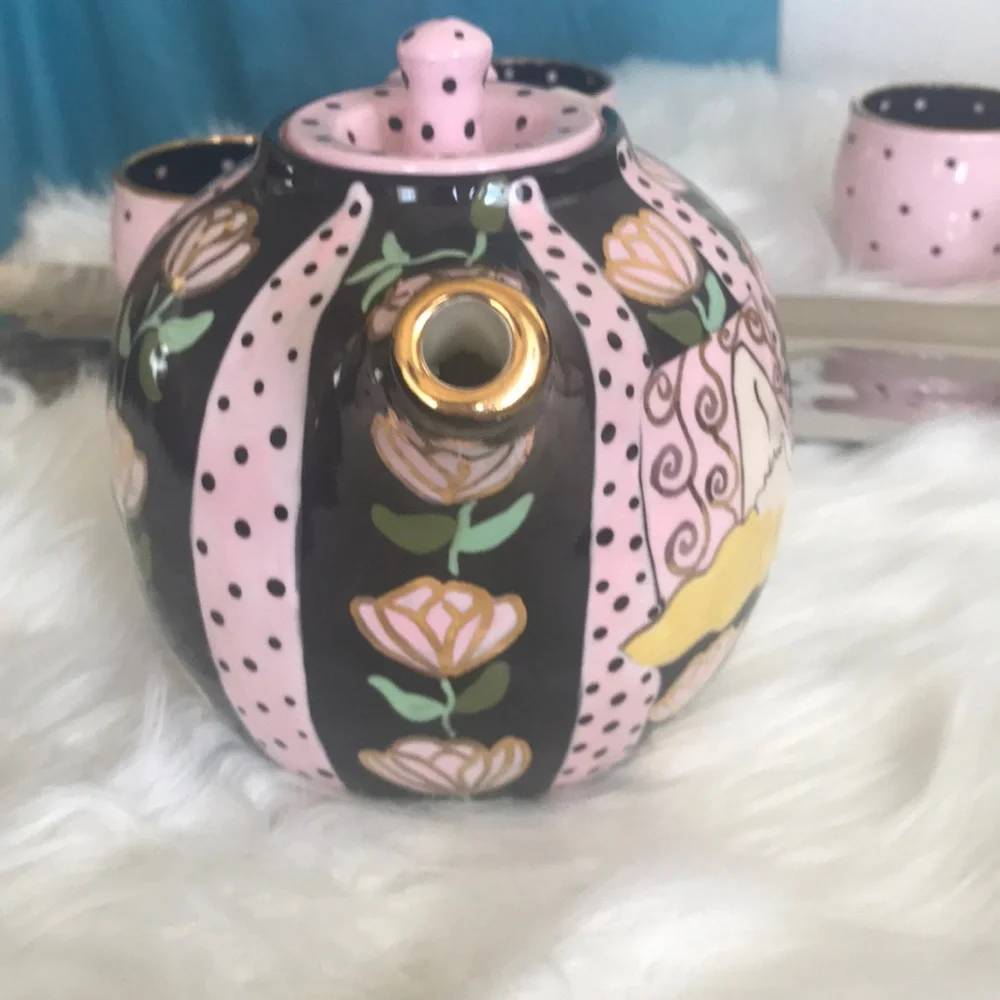 RARE Collectible Tea Set Helen Wiegand Hand Painted Decorative Handmade Ceramic - Picture 7 of 8